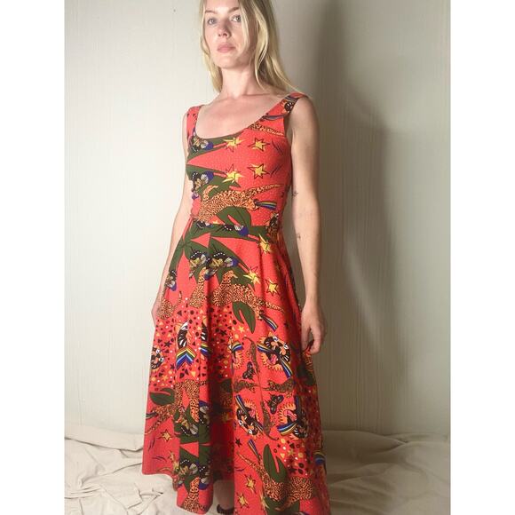 NOOWORKS Vacation Dress Pride Tiger Print Sleeveless Midi Dress US MEDIUM - Picture 5 of 14